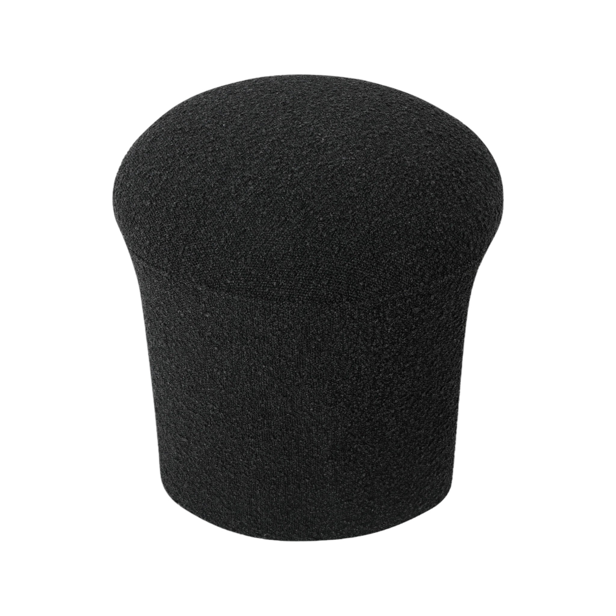 Charcoal Boucle Round Ottoman