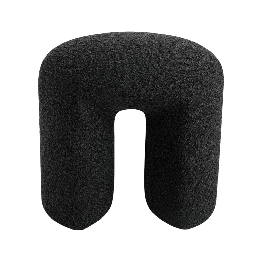 Charcoal Boucle Round Ottoman