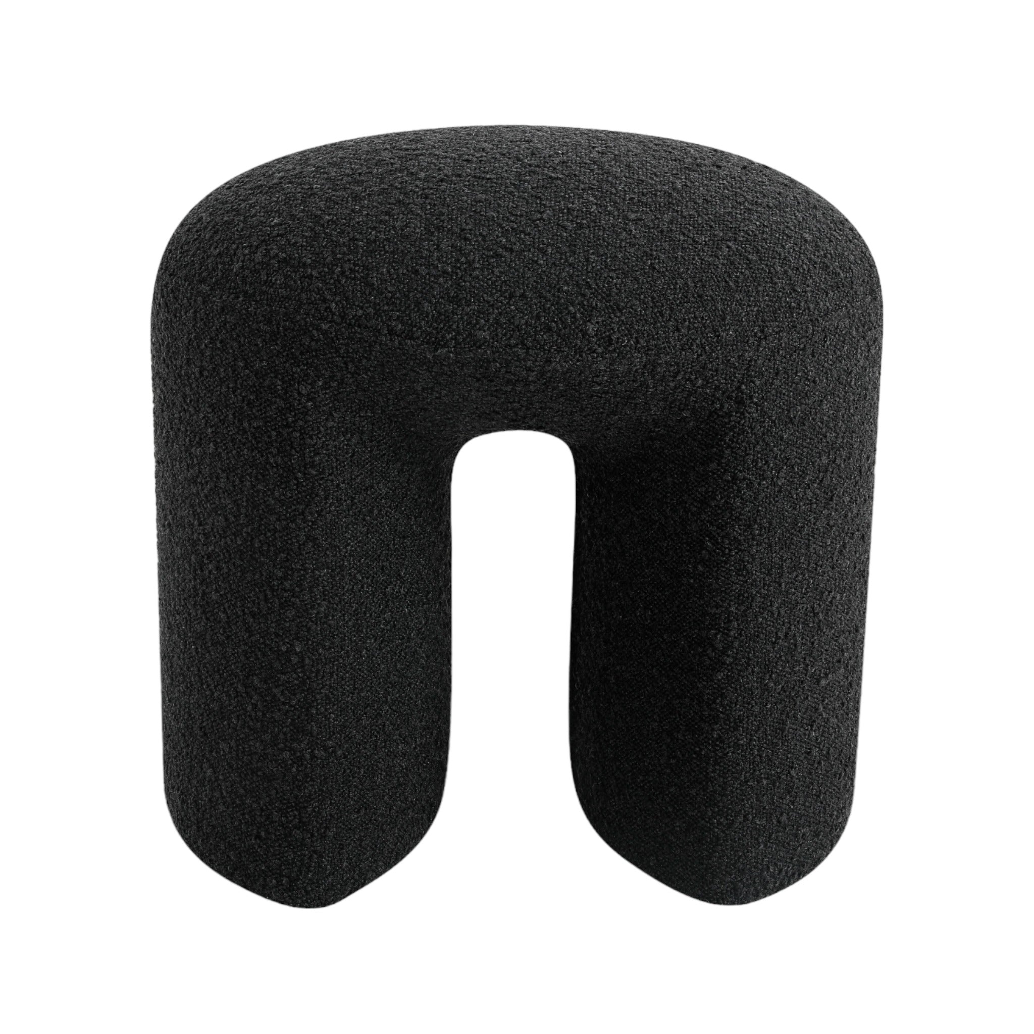 Charcoal Boucle Round Ottoman