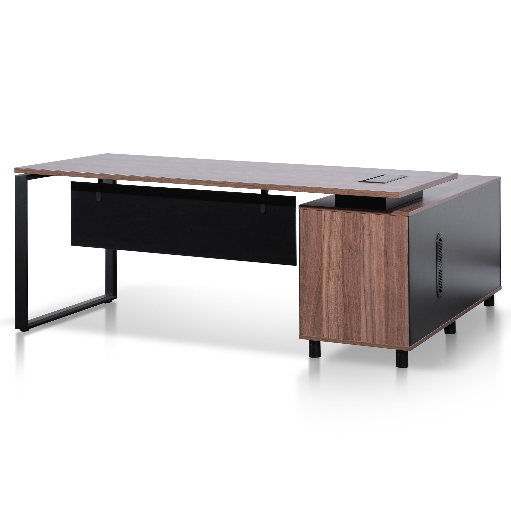 Lara 1.8m Executive Desk Left Return with Black Legs - Walnut