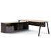 Lara 1.8m Left Return Office Desk - Black with Natural Top