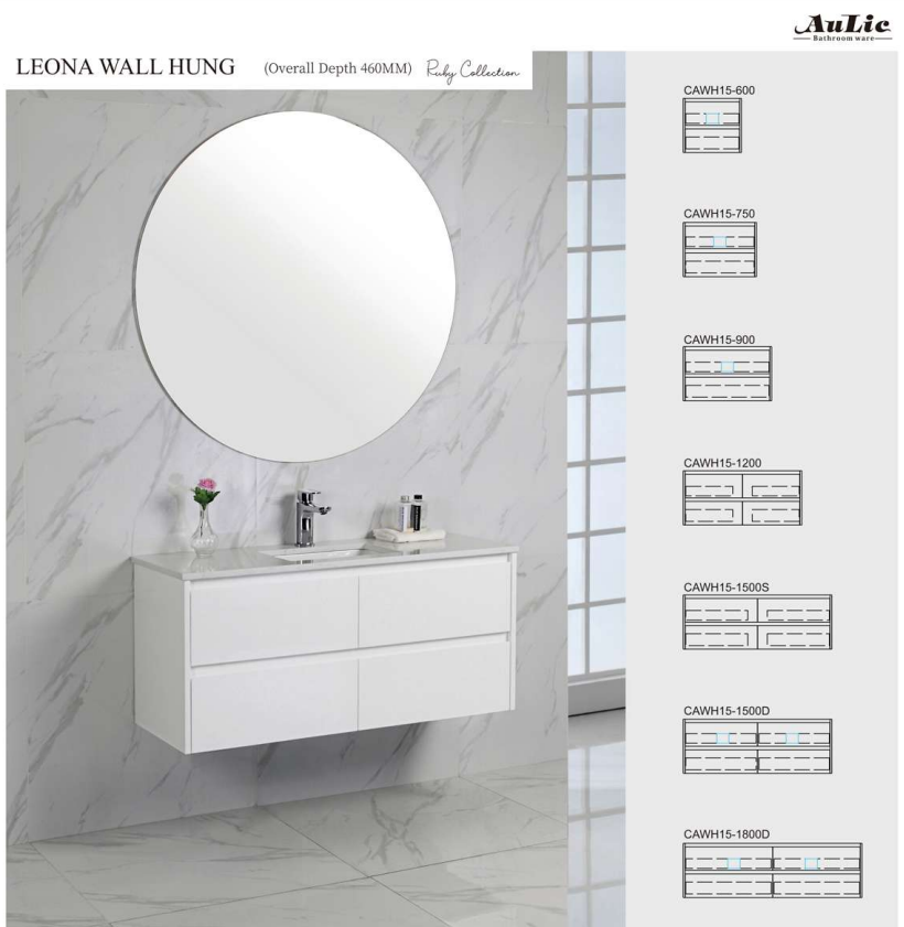 Aulic Leona Wall Hung Finger Pull Vanity