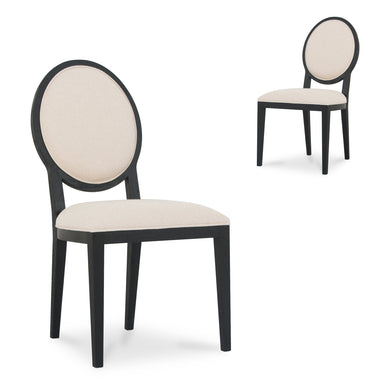 Light Beige Dining Chair - Black (Set of 2)