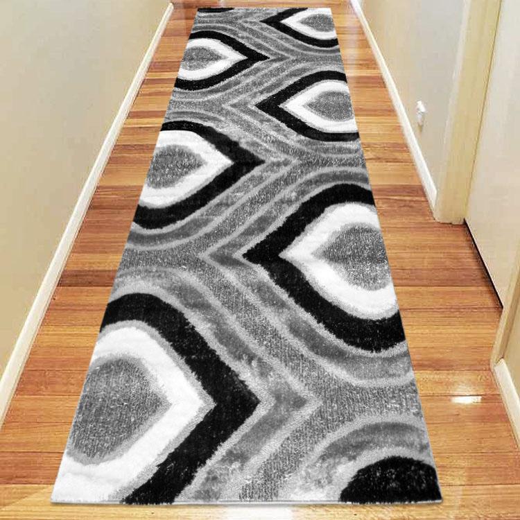 Saray Rugs Luxury Shaggy  Grey Hallway Runner 1204