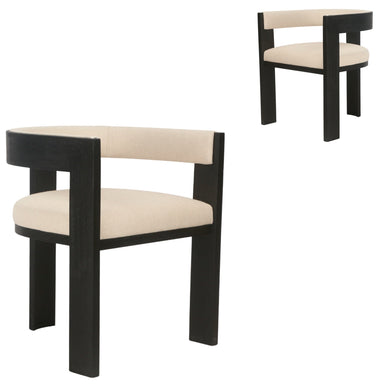 Margie Black ELM Dining Chair - Light Beige set of 2