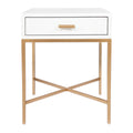 Nessa White Bedside Table - Gold