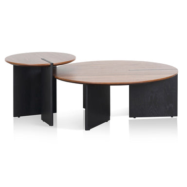 Nest of Light Walnut Coffee Table - Black 