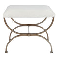 Novak Antique Gold Iron Stool - Natural Linen