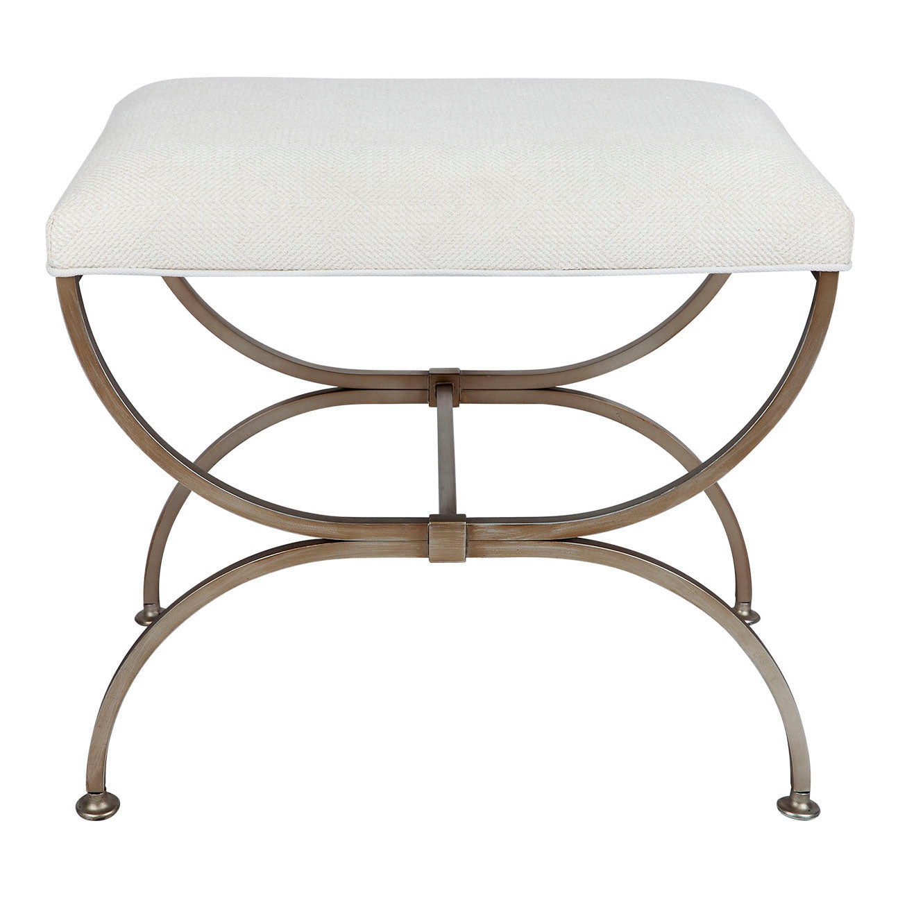 Novak Antique Gold Iron Stool - Natural Linen
