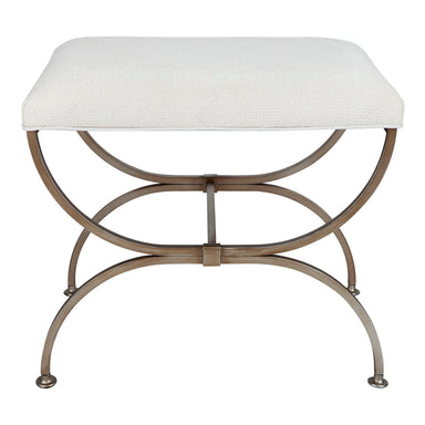 Novak Antique Gold Iron Stool - Natural Linen