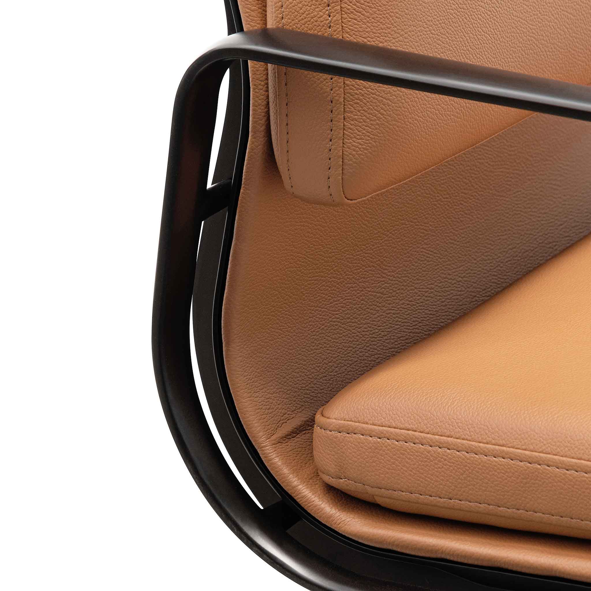 Ashton Low Back Office Chair - Saddle Tan in Black Frame
