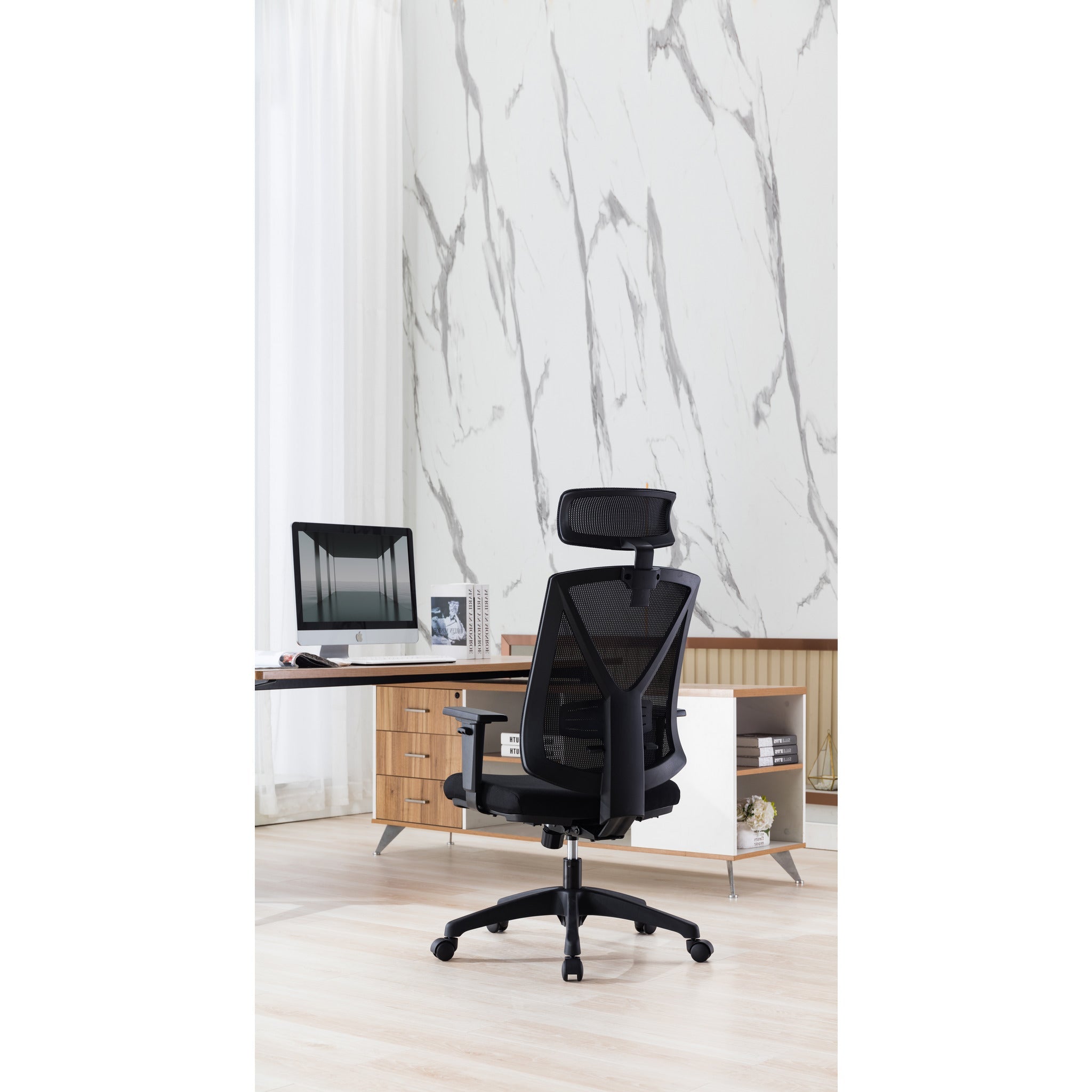 Ergo Mesh Ergonomic Office Chair with Headrest - Black