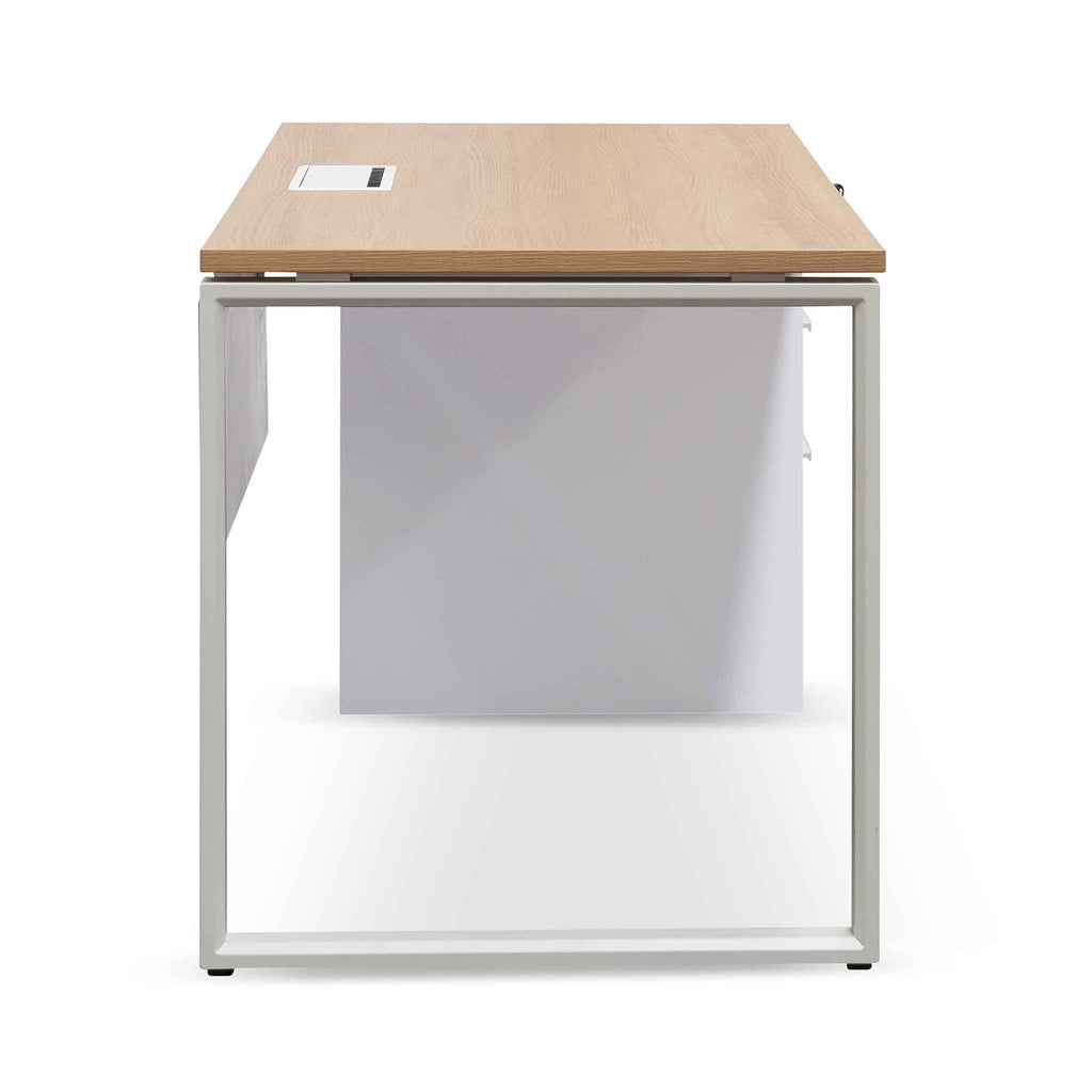 Halo 1 Seater Office Desk - Natural and White