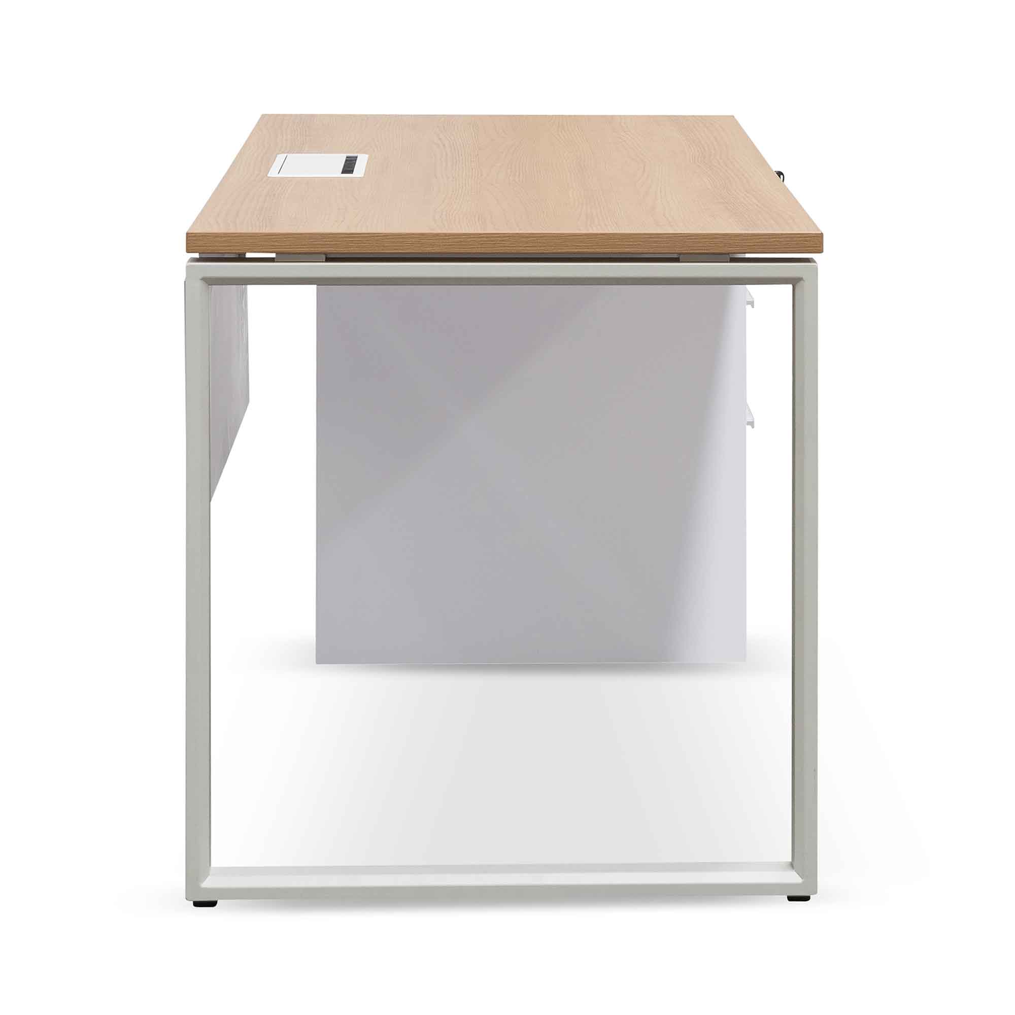 Halo 1 Seater Office Desk - Natural and White