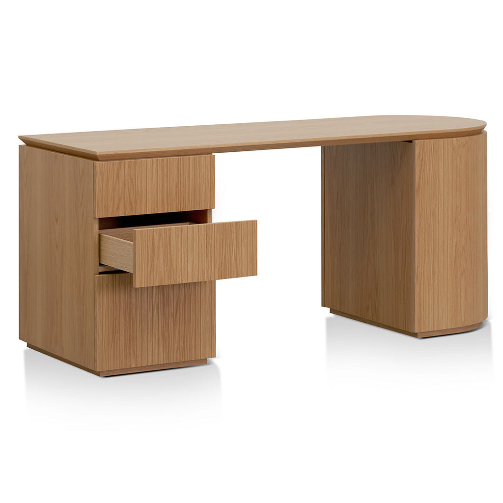 Left Drawer Office Desk - Natural Oak