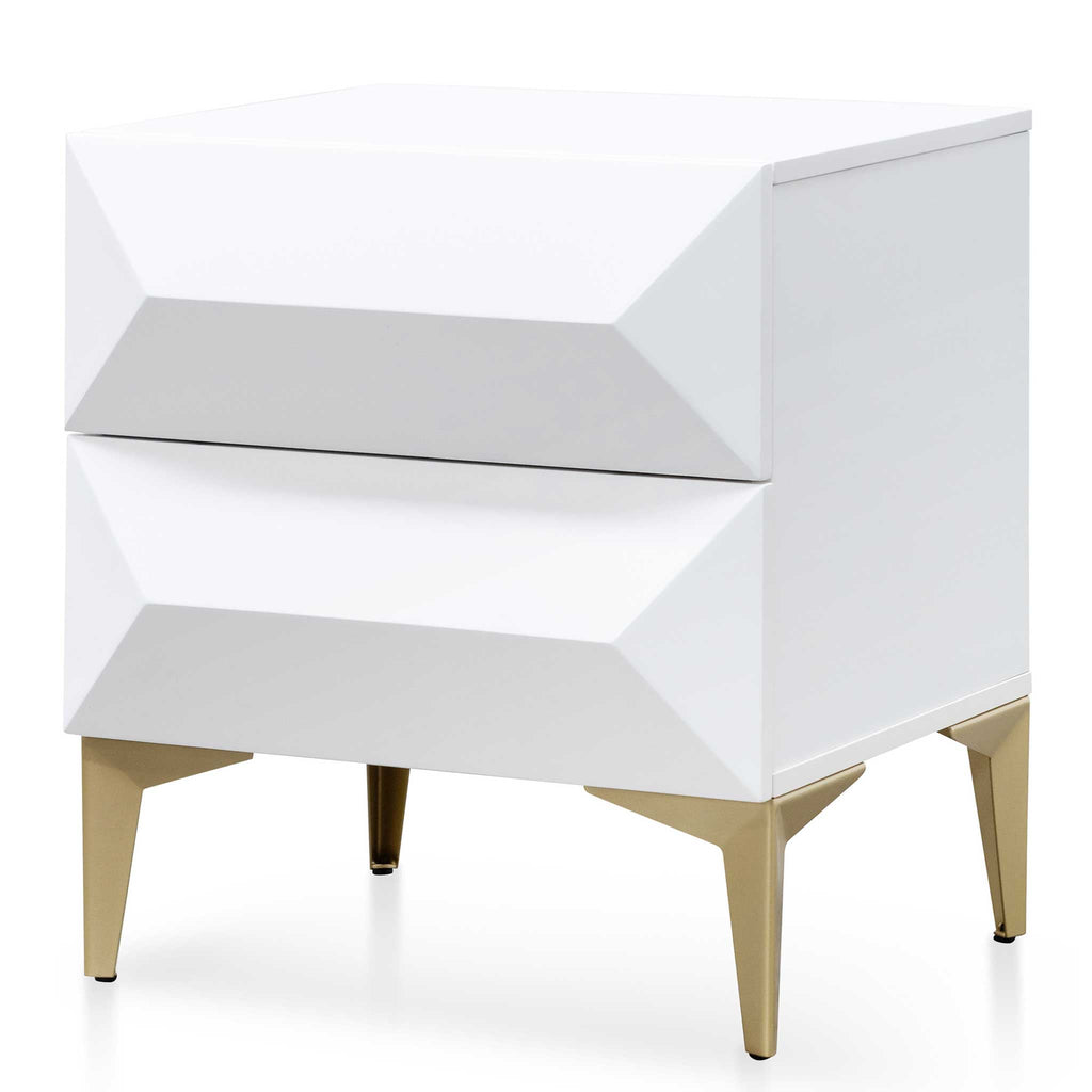 Olsen Wooden Side Table - White with Gold Legs
