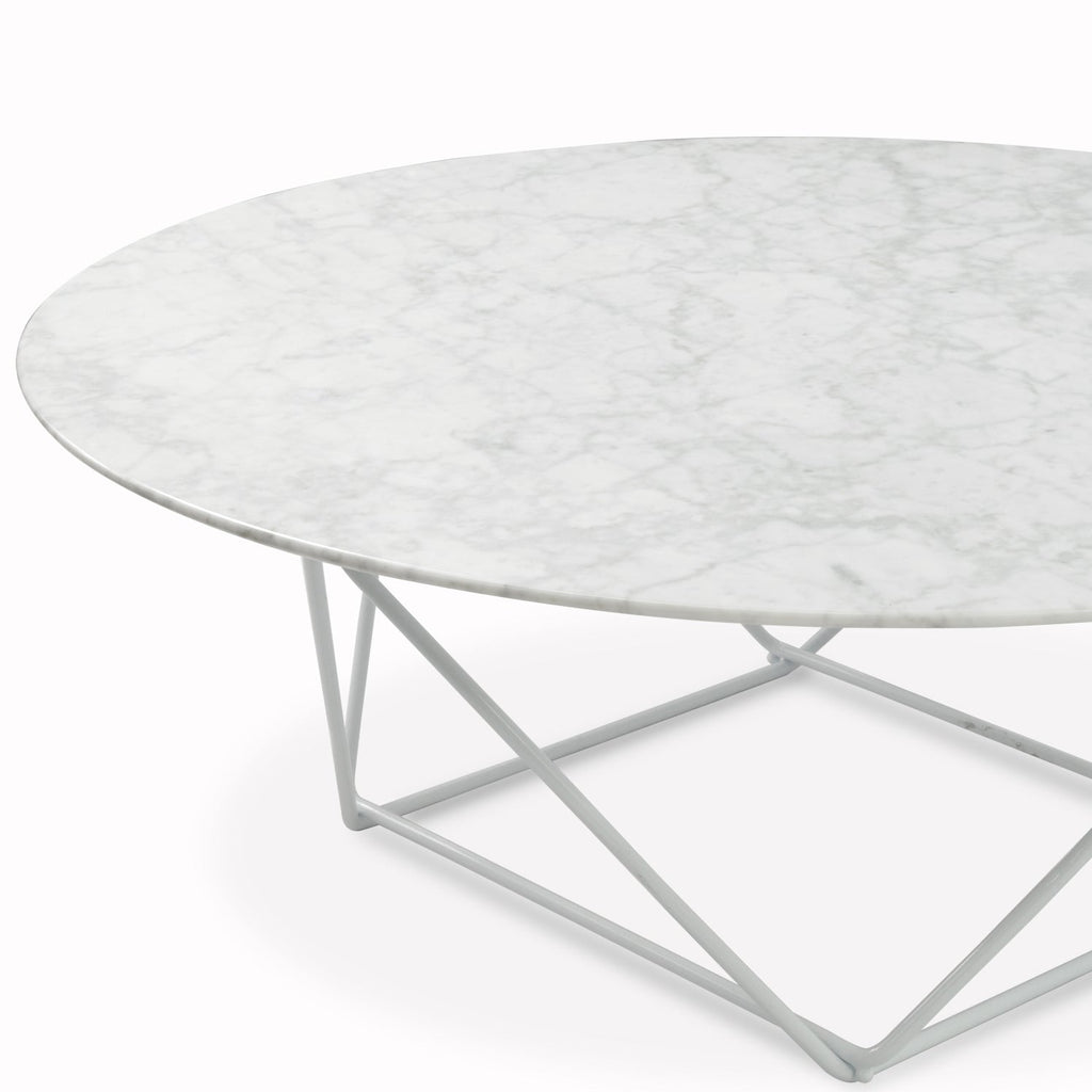 CCF1025 100cm Round Marble Coffee Table With White Base