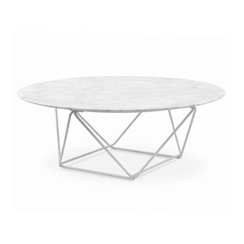 CCF1025 100cm Round Marble Coffee Table With White Base
