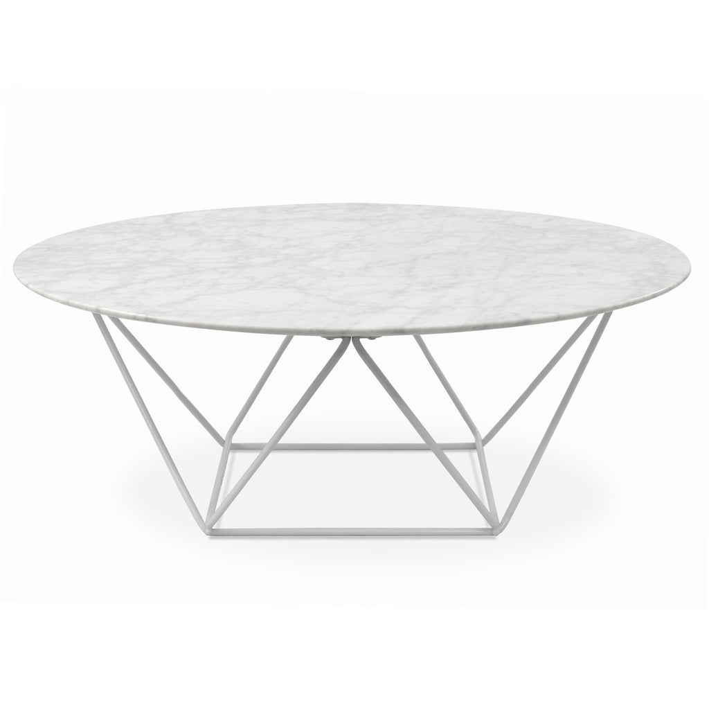 CCF1025 100cm Round Marble Coffee Table With White Base