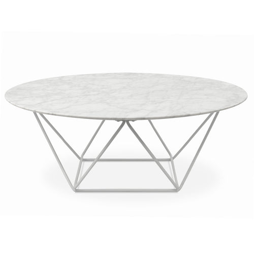 CCF1025 100cm Round Marble Coffee Table With White Base