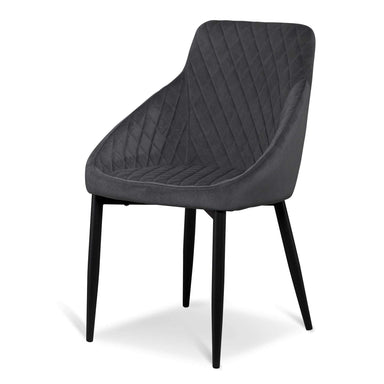 Rolf Dining Chair - Grey Velvet in Black Legs (Set of 2)
