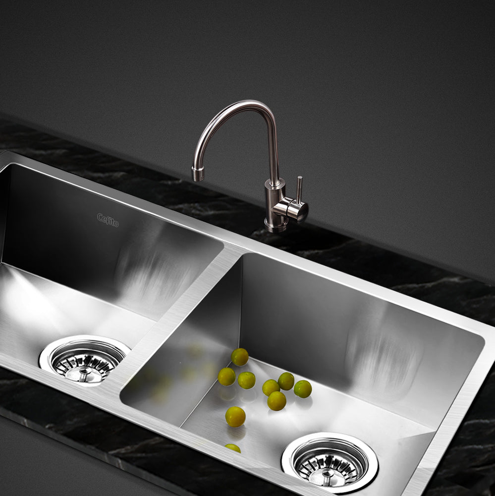 Cefito 77cm x 45cm Stainless Steel Kitchen Sink Under/Top/Flush Mount Silver