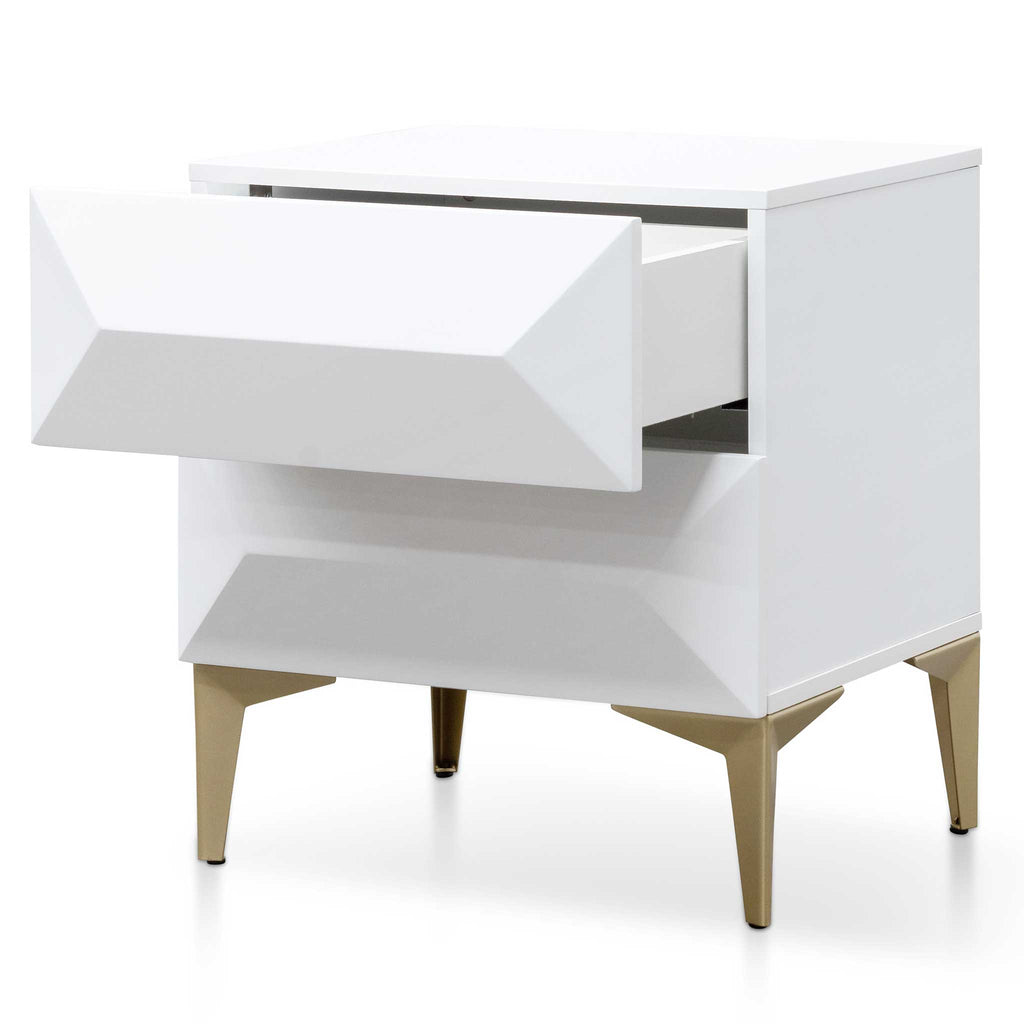 Olsen Wooden Side Table - White with Gold Legs