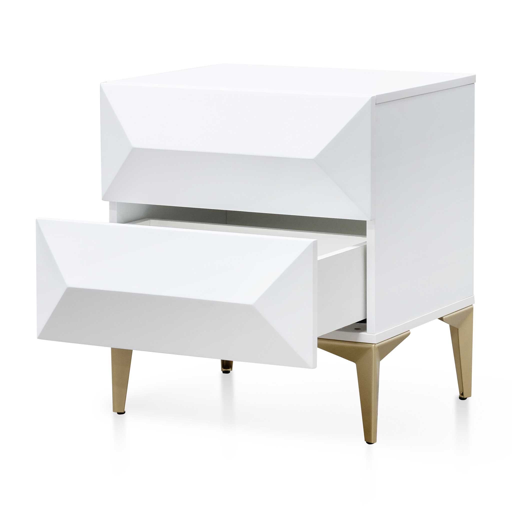 Olsen Wooden Side Table - White with Gold Legs