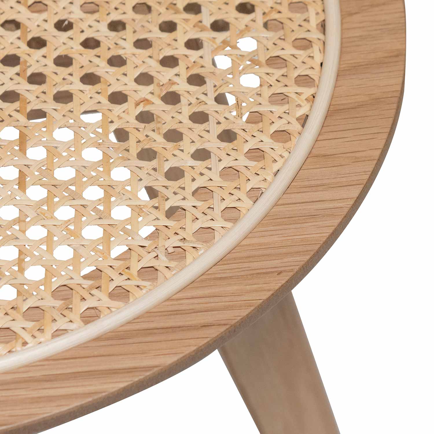 Nested Side Table - Natural with Rattan Top