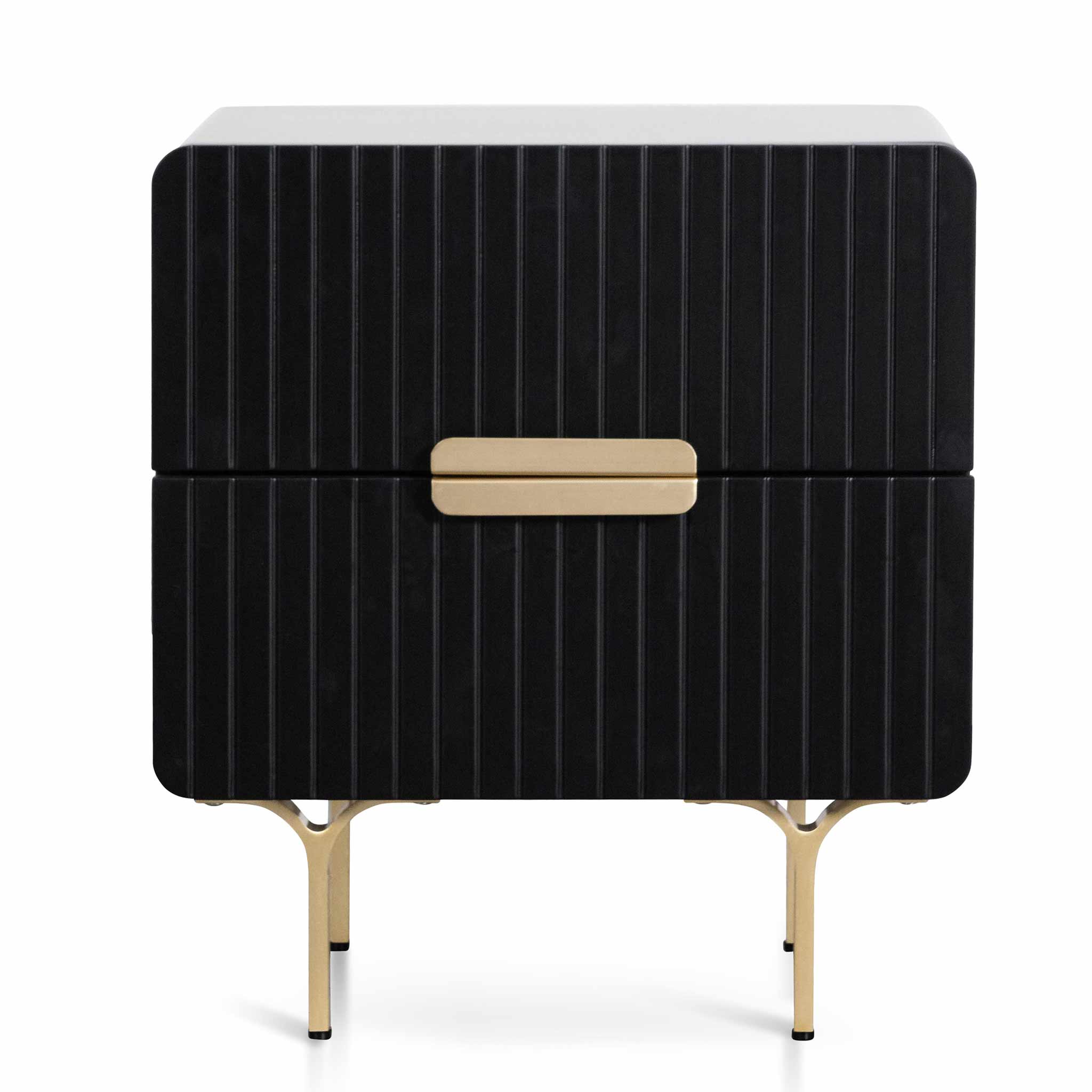 Erwin Matte Black Bedside Table - Brass Legs and Handle