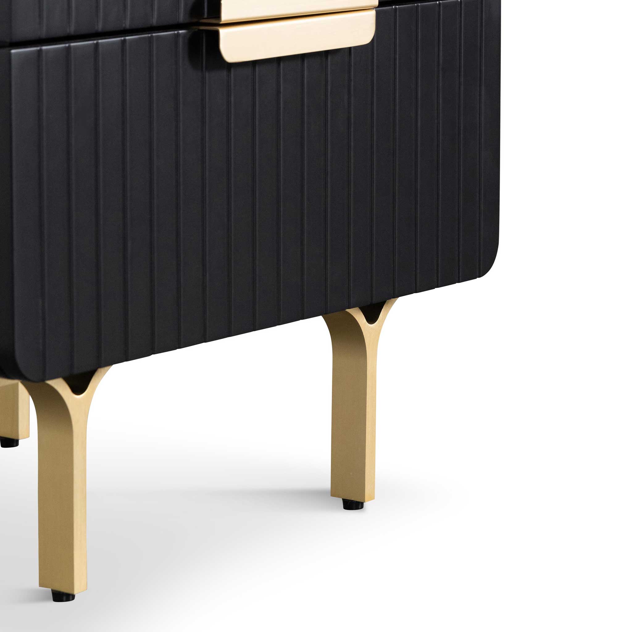 Erwin Matte Black Bedside Table - Brass Legs and Handle