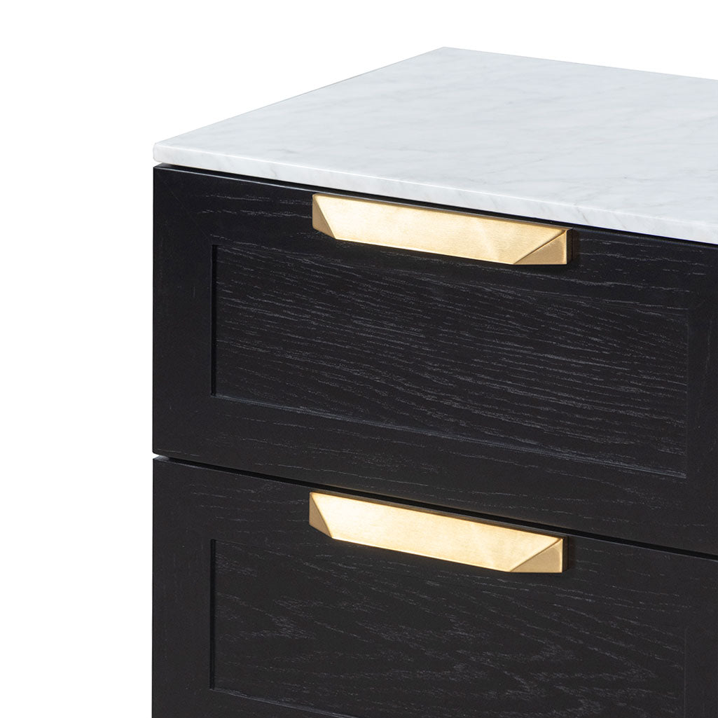 Black with Marble Top Bedside Table