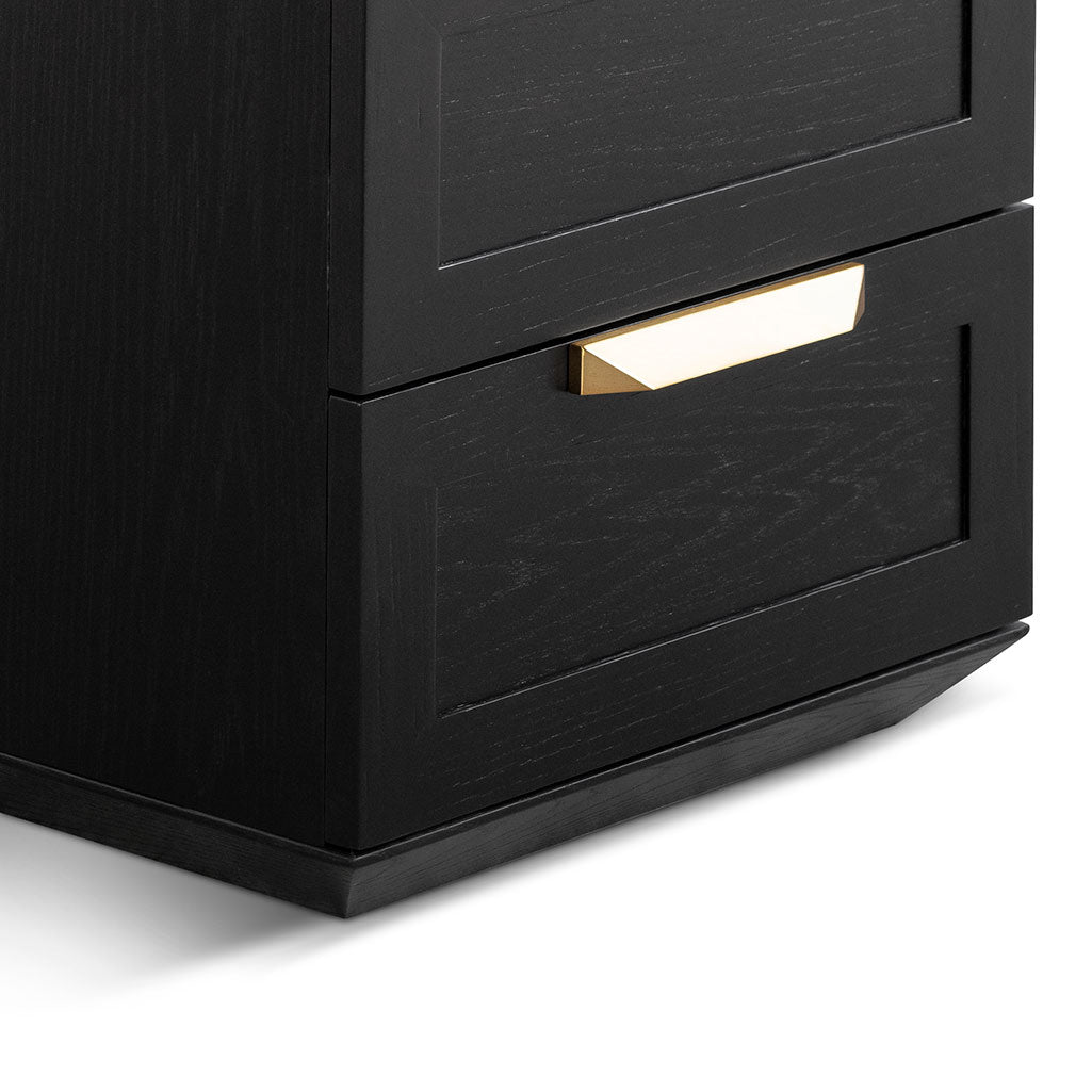 Black with Marble Top Bedside Table