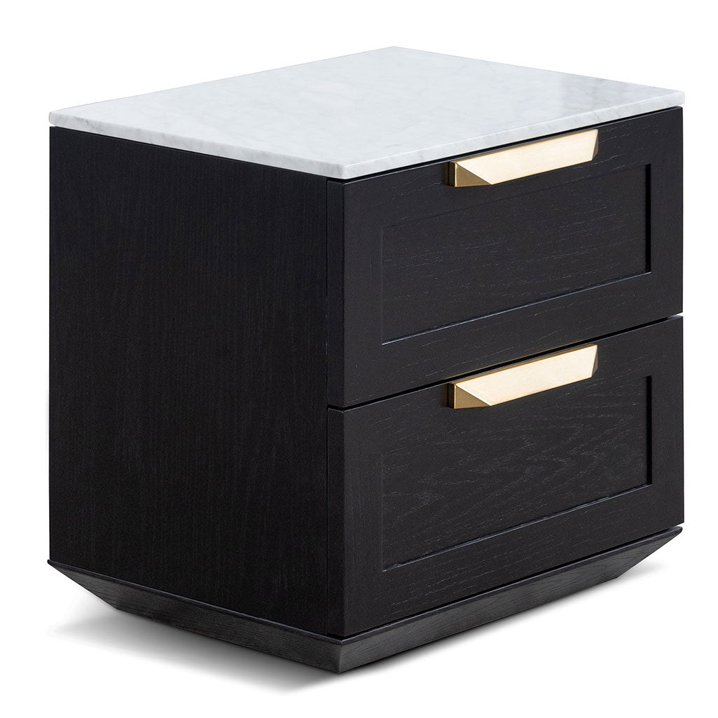 Black with Marble Top Bedside Table