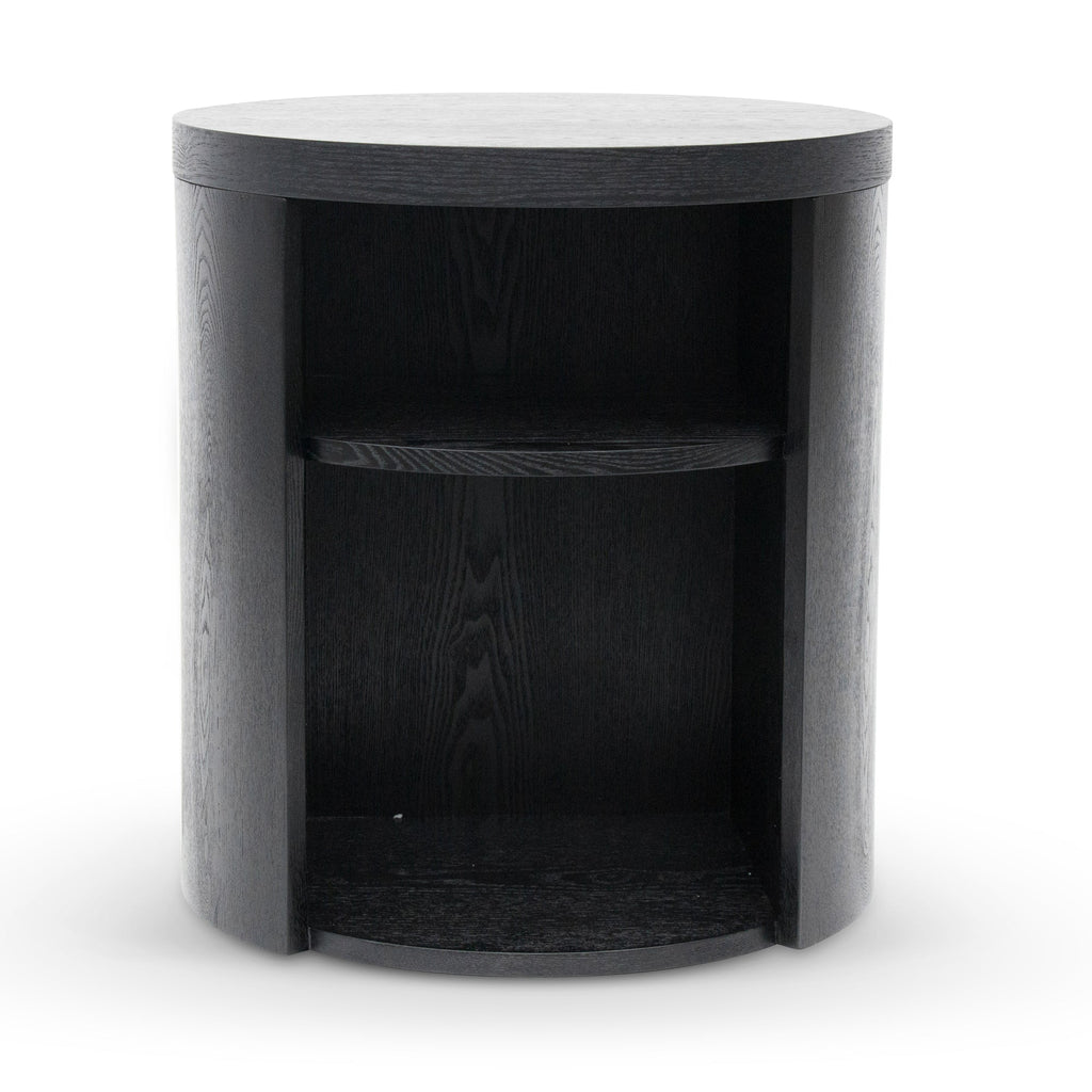 Black Mountain Round Wooden Bedside Table