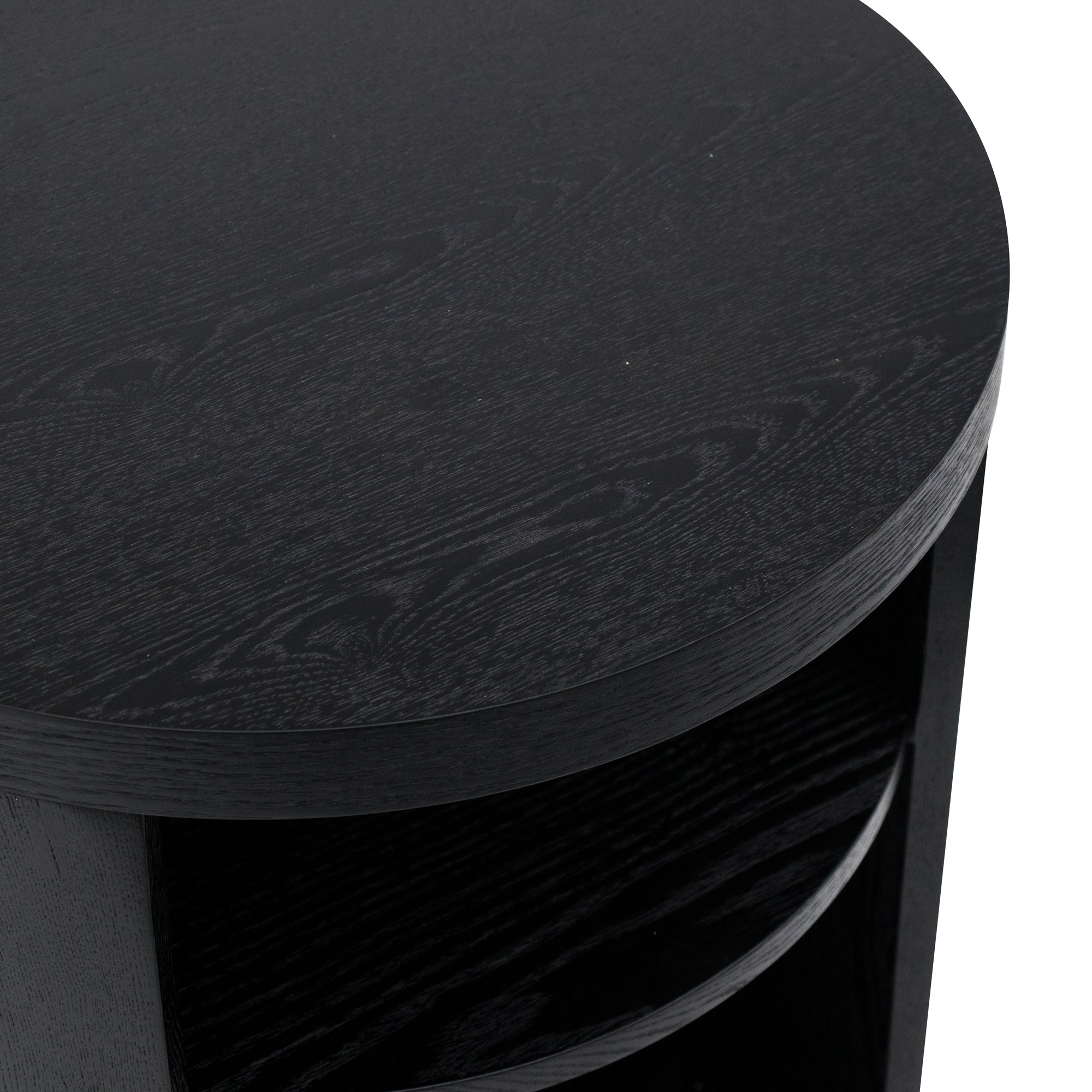 Black Mountain Round Wooden Bedside Table