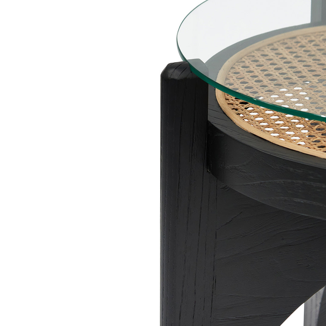 Mcdaniel 50cm Round Glass Side Table - Black