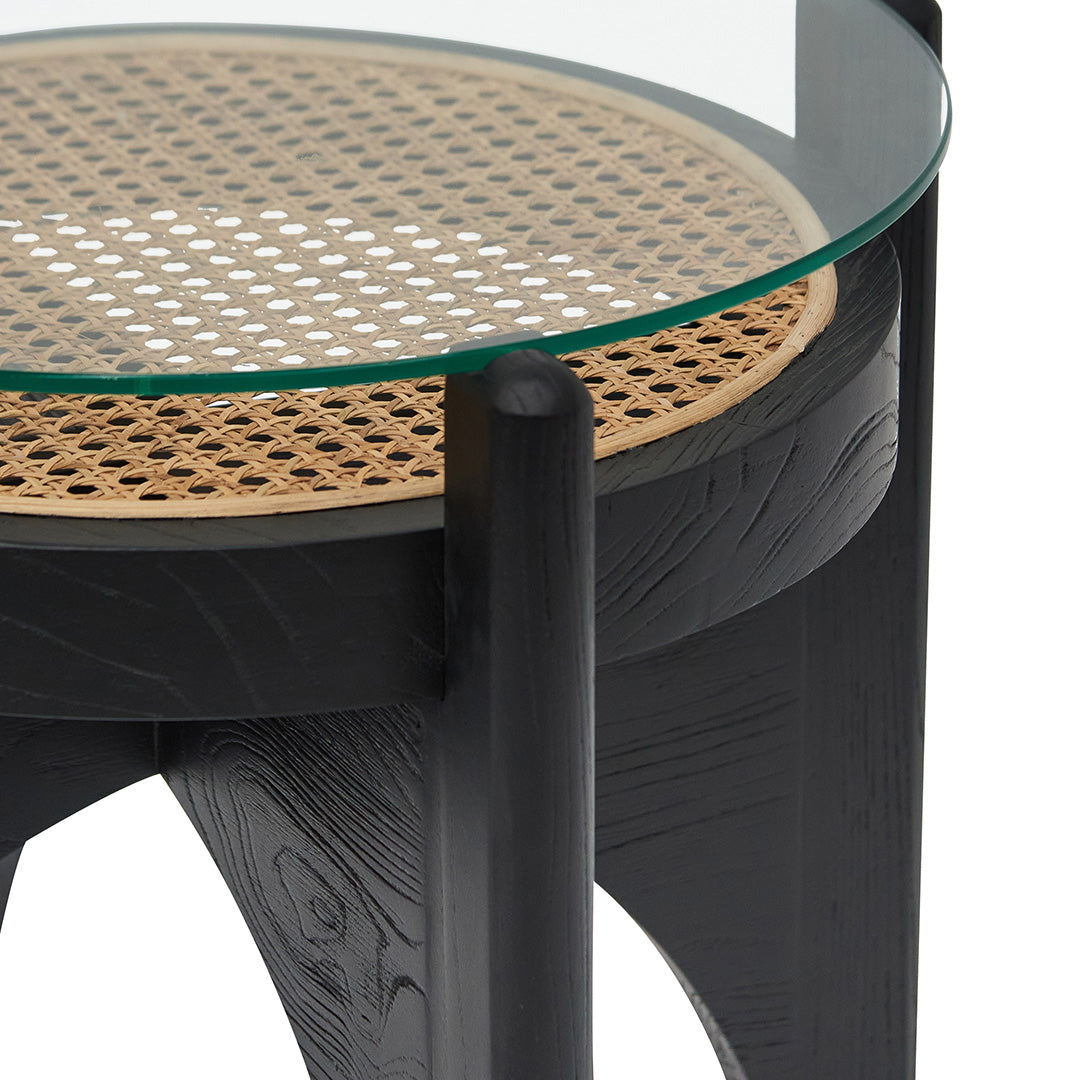 Mcdaniel 50cm Round Glass Side Table - Black