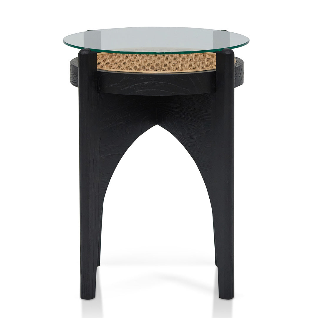 Mcdaniel 50cm Round Glass Side Table - Black