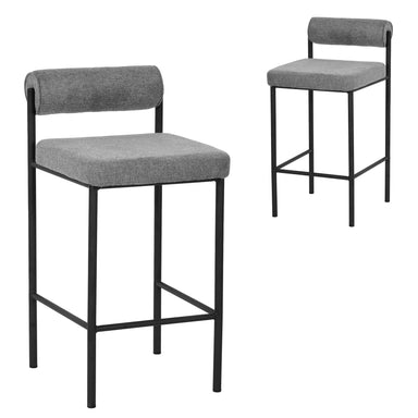 Sammy 65cm Fabric Bar Stool - Grey (Set of 2)