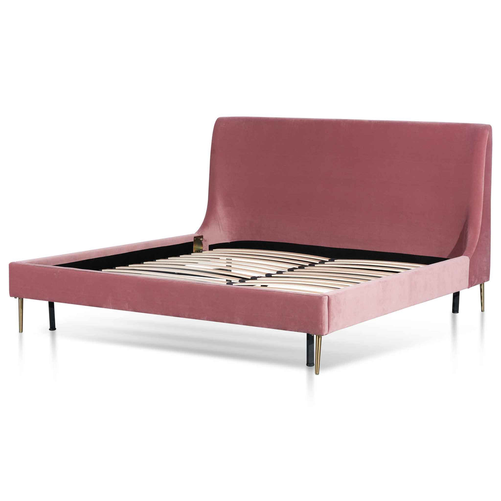 Sheri King Bed Frame - Blush Peach Velvet
