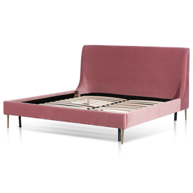 Sheri King Bed Frame - Blush Peach Velvet