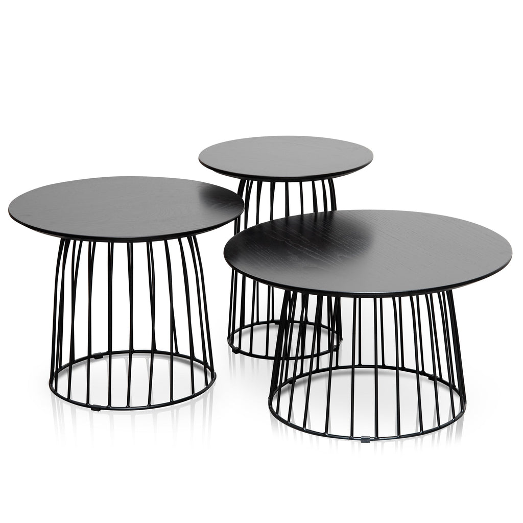  Side Table Set - Black Oak Veneer