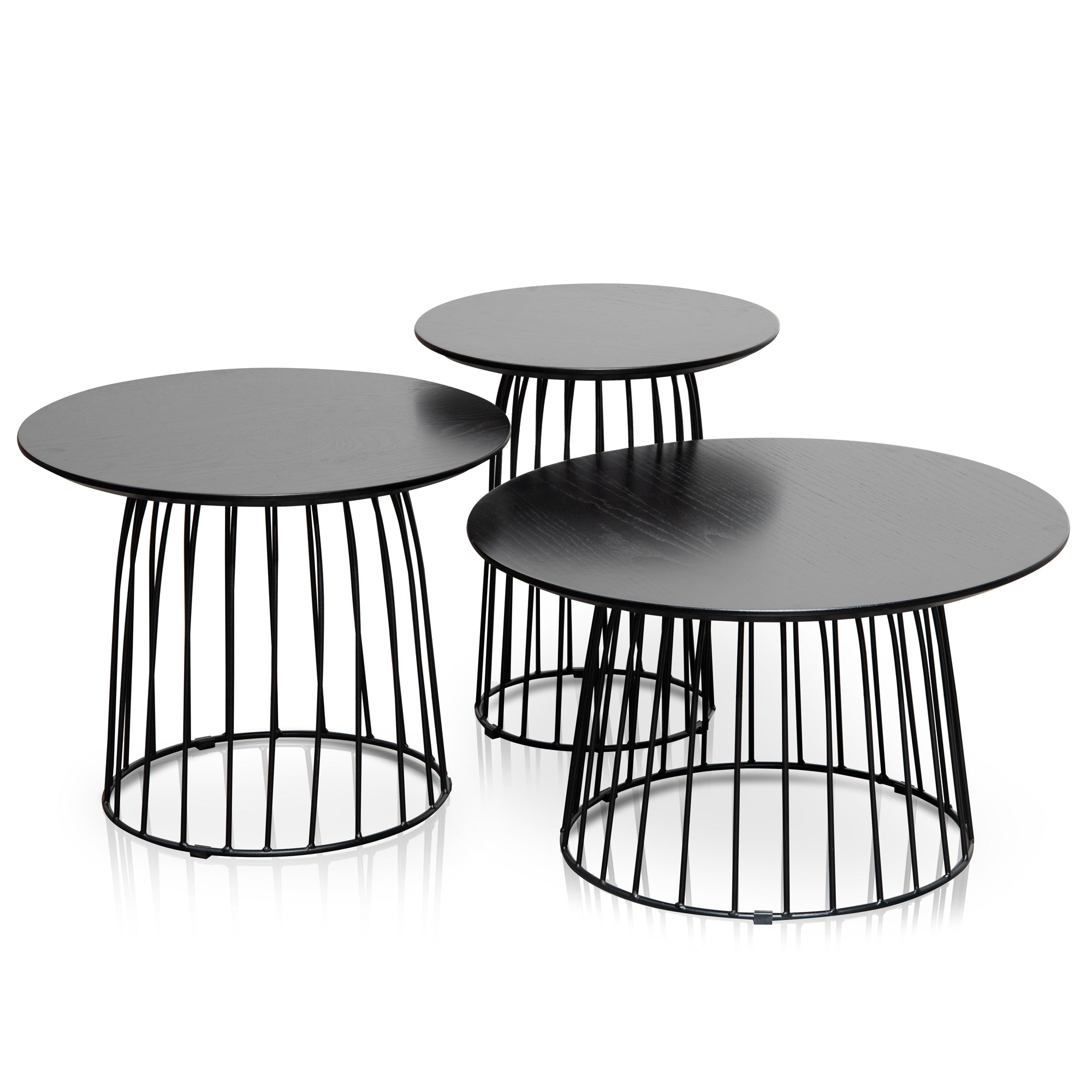  Side Table Set - Black Oak Veneer