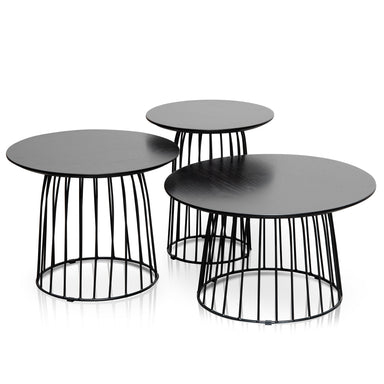  Side Table Set - Black Oak Veneer
