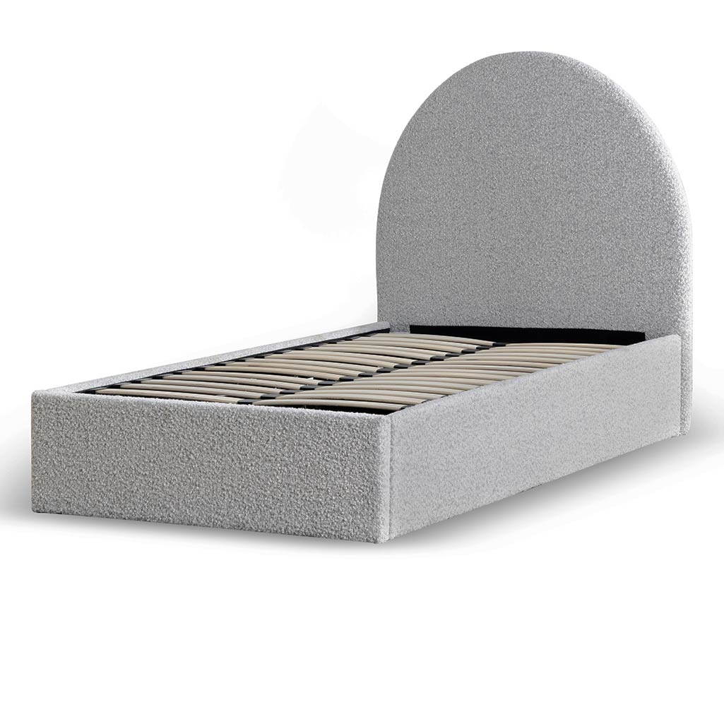 Pepper Boucle with Storage Single Bed Frame