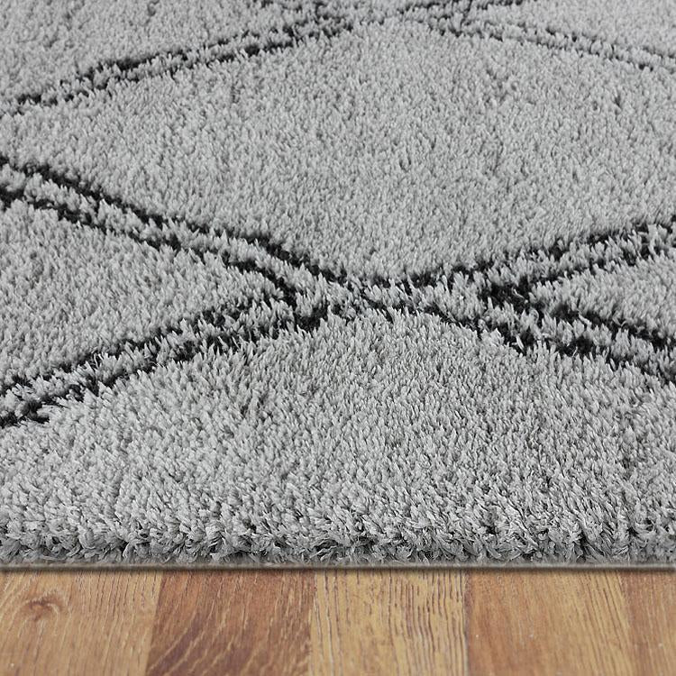 Saray Rugs Sorento Shaggy  Grey Hallway Runner 329