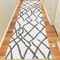 Saray Rugs Sorento Shaggy  Cream Hallway Runner 346