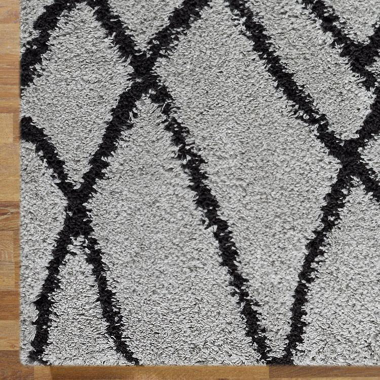 Saray Rugs Sorento Shaggy  Grey Hallway Runner 346