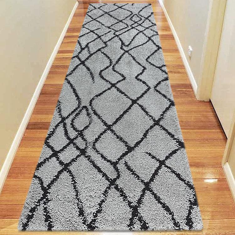 Saray Rugs Sorento Shaggy  Grey Hallway Runner 346
